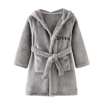 Unisex Baby Hooded Bathrobe Kids Flannel Pajamas Dressing Gown for Boys Girls