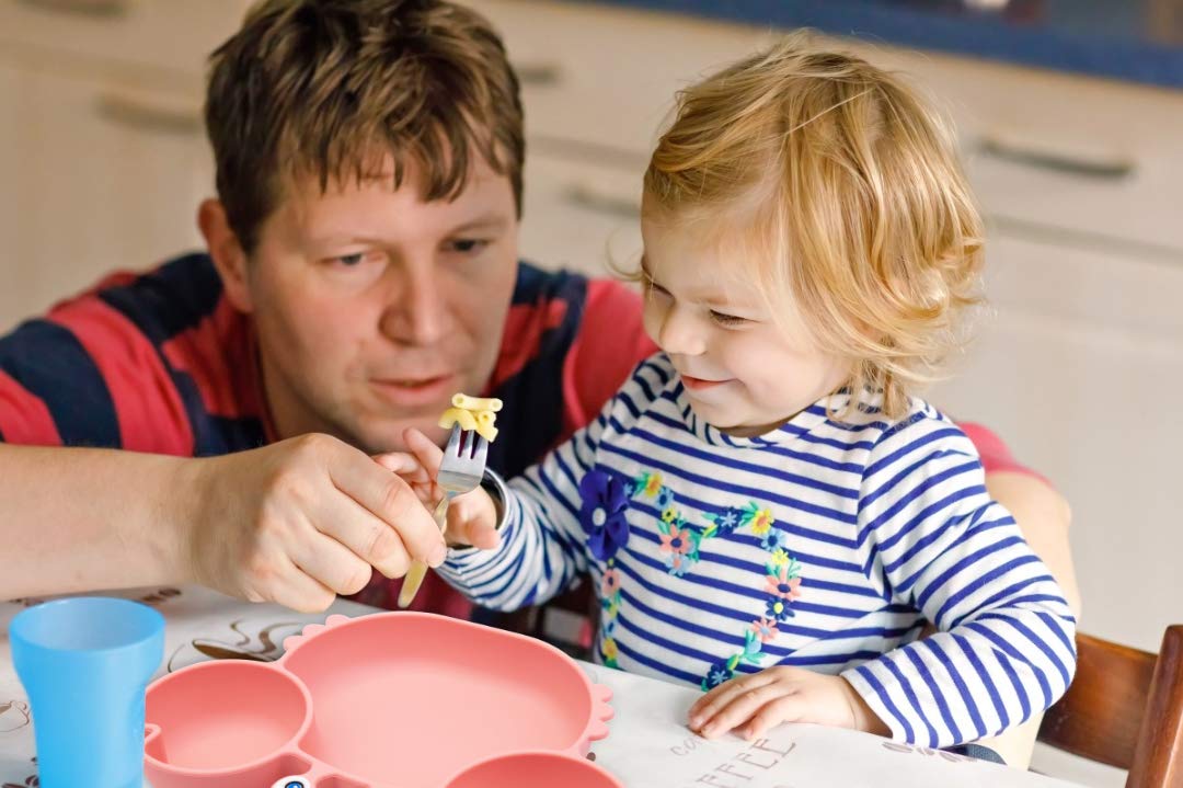 Silicone Suction Plate for Toddlers - Self Feeding Training Divided Plate Dish and Bowl for Baby and Toddler, Fits for Most Highchairs Trays, BPA Free Microwave Dishwasher Safe