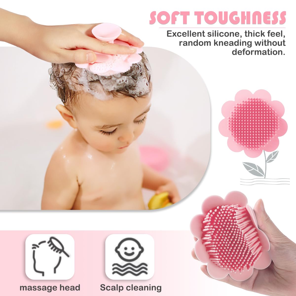 Baby Hair Scalp Massage Shampoo Brush with Soft Baby Bath Brush Silicone Massage Brush for All Hair Kid Newborn Toddler（）