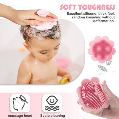 Baby Hair Scalp Massage Shampoo Brush with Soft Baby Bath Brush Silicone Massage Brush for All Hair Kid Newborn Toddler（）