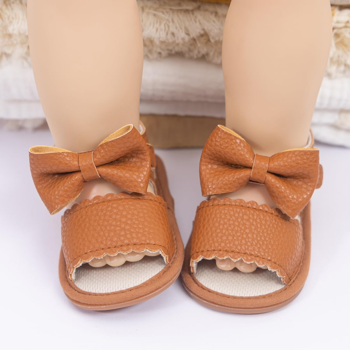 Kannior Infant Boys Girls Sandals Breathable Premium Baby Summer Outdoor Casual Beach Shoes Lightweight Toddler Flower Bowknot Anti Slip Rubber Sole Newborn Prewalker First Crib Shoes