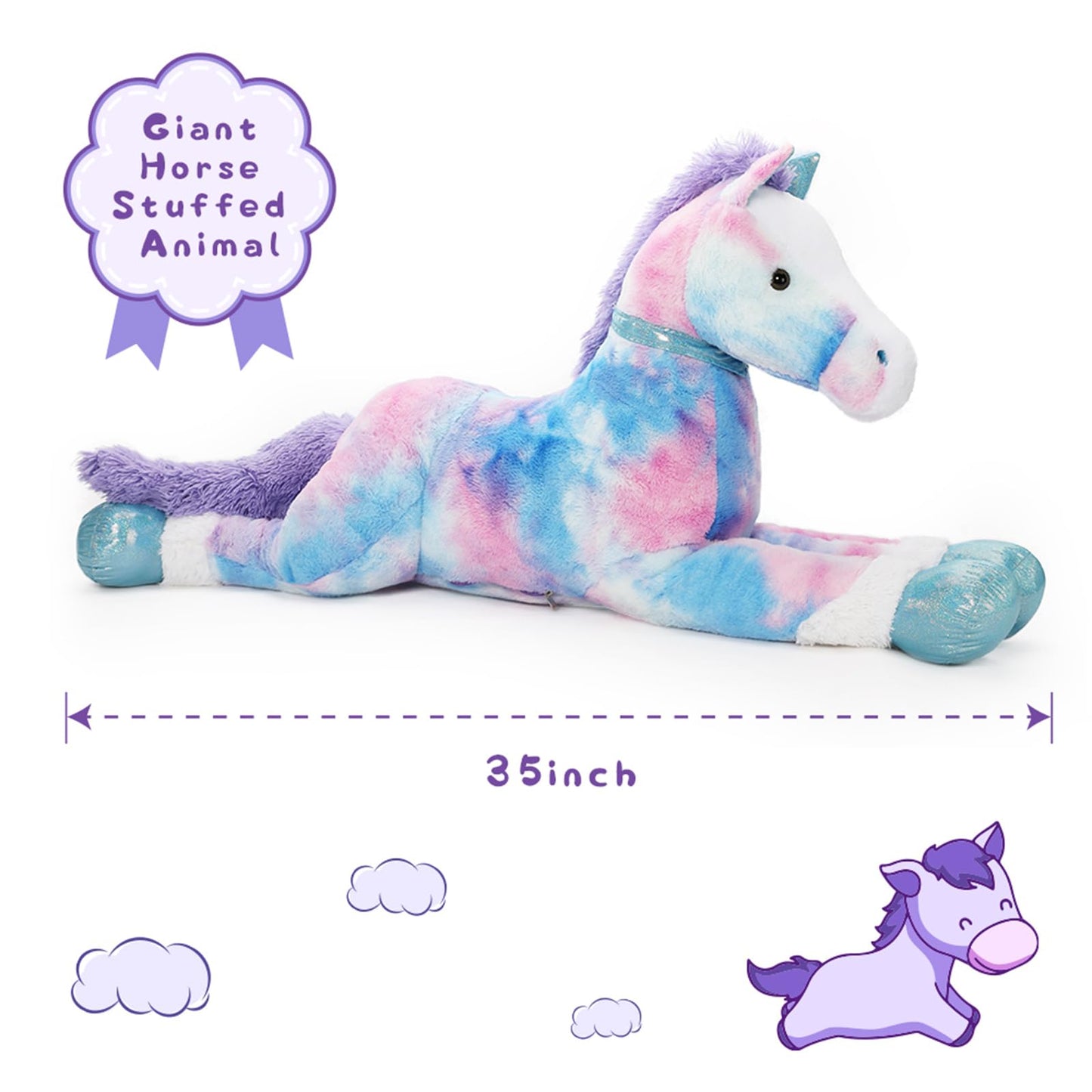Tezituor 47 Inch Giant Horse Stuffed Animal, 4ft Realistic Chocolate Stuffed Horse Plush Toy, Hugging Soft Horse Pony Plush Pillow for Boys Girls,