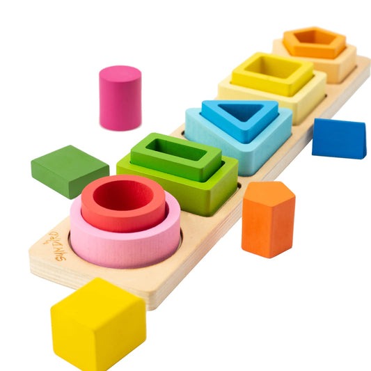 Montessori Toys for 1 2 3 Year Old Boys Girls - Wooden Sorting & Stacking Toys for Kids - Toddler Toys Age 1-3 - Shape Sorter and Color Stacker Preschool Kids Gifts