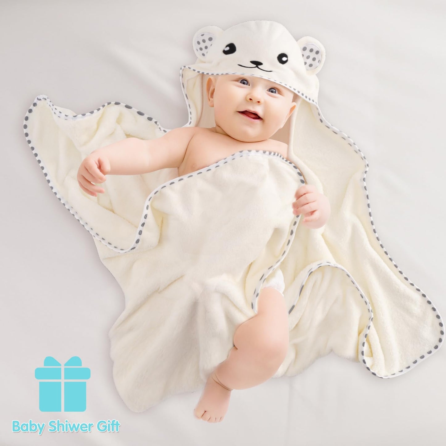 Baby Hooded Towel, 2 Pack Cotton Baby Towel Set, 31 X 31 Inch Super Soft Baby Bath Towel for Infants, Toddlers and Newborn (Panda)