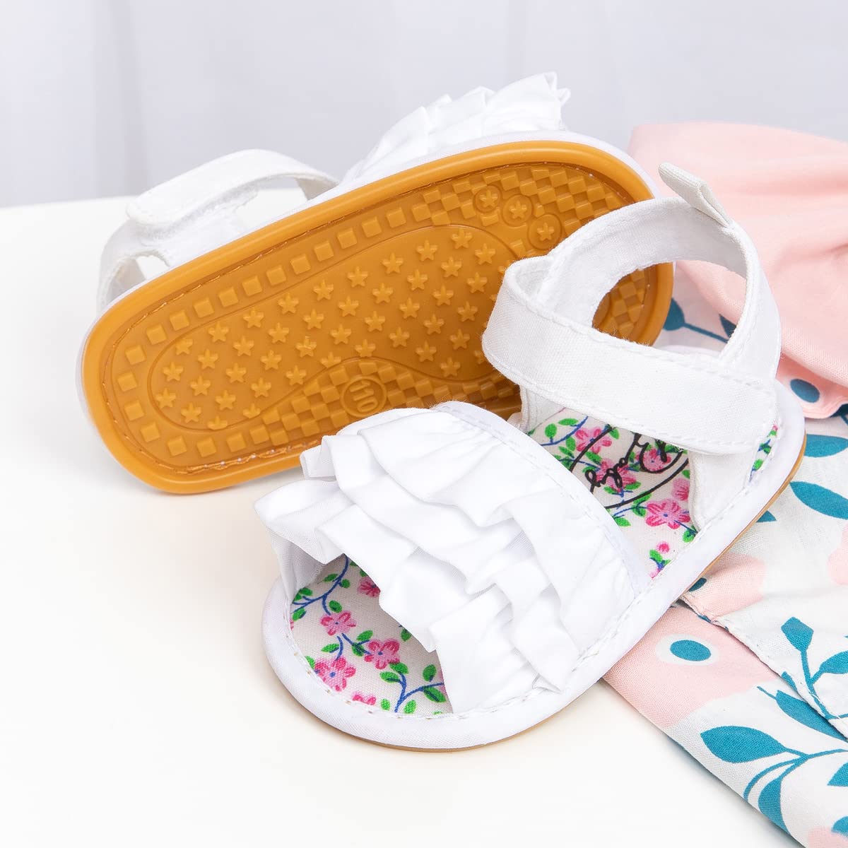 Meckior Infant Baby Girls Boys Summer Sandals Open Toe Lace Princess Dress Wedding Flats Shoes Newborn Toddler Soft Non-slip Sole First Walker Crib Shoes