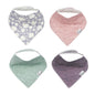Copper Pearl 4 Pack Soft Cotton Baby Bibs for Drooling and Teething, Absorbent Drool Bibs for Baby Girl and Boy, Adjustable to Fit Newborns to Toddlers, Tons of Styles (Ferra)