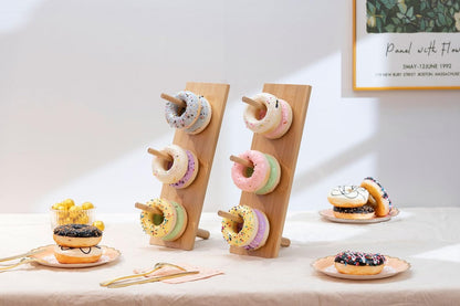 Aimto Donut Wall Stand Wooden Doughnut Display Stand Dessert Table Decoration for Party, Dessert Table,Birthday, Wedding, Baby Shower, Bridal Showers, Pack of 2（Bamboo）