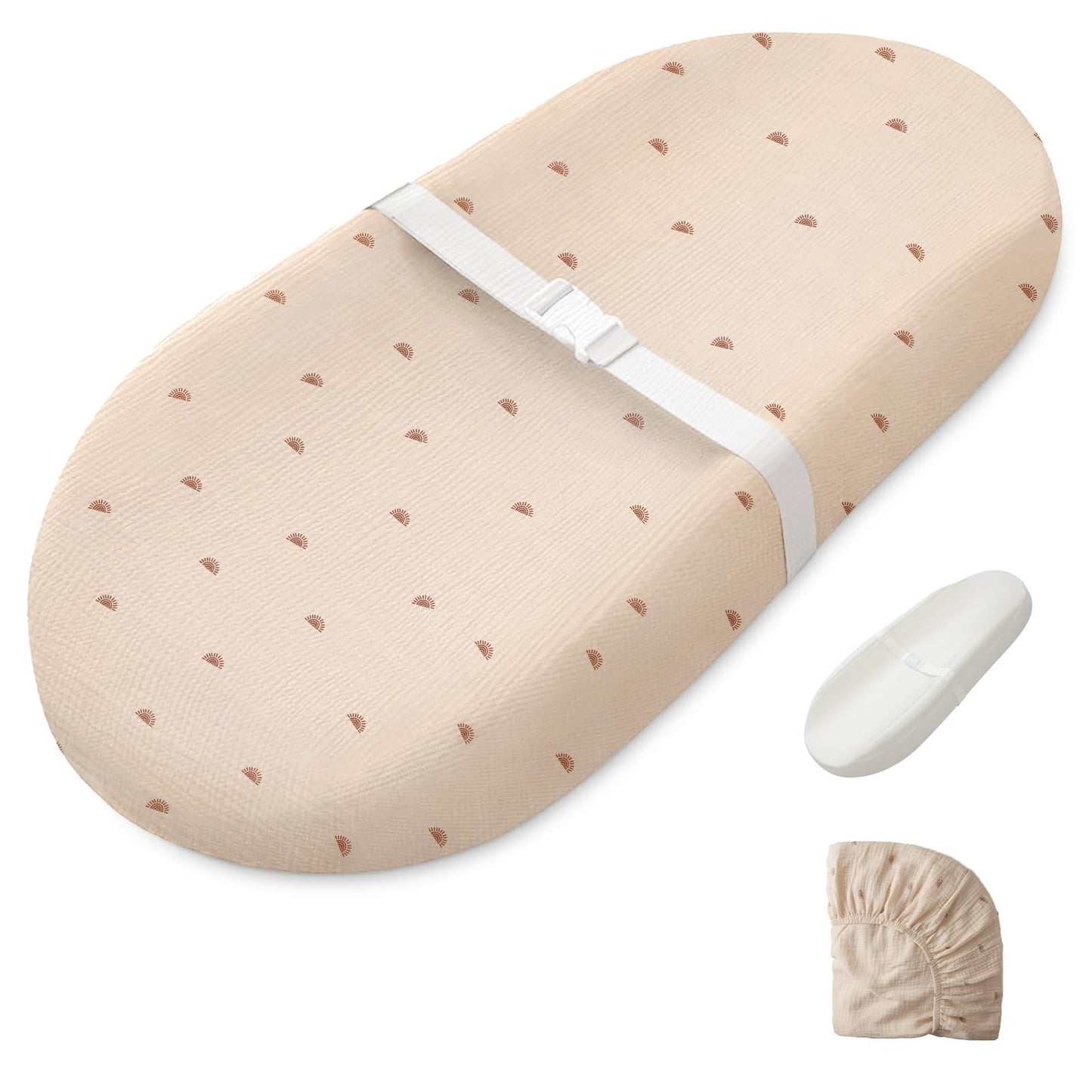 Blissful Diary Muslin Baby Changing Pad with Waterproof Lining Foam, Diaper Changing Table Pad with Cover for Dressers (Monstera, Avocado)