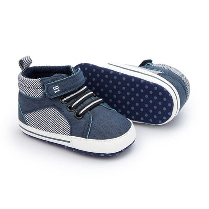 Meckior Toddler Baby Boys Girls High Tops Ankle Sneakers Soft Anti-Slip Sole PU Leather Moccasins Infant Newborn Prewalker First Walking Crib Shoes