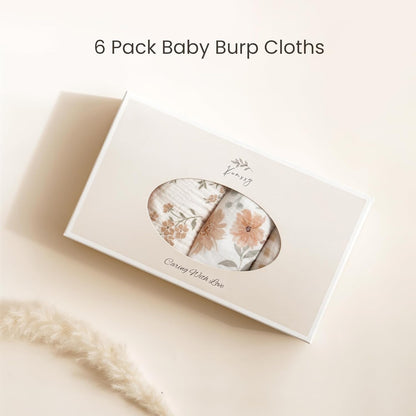 Konssy 6-Pack Muslin Baby Burp Cloths, Large 100% Cotton Burping Clothes, Soft & Absorbent for Newborns, Baby Boys and Girls