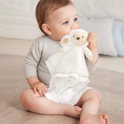 Lamb Security Blanket for Babies, Super Soft Fluffy Snuggle Toy for Newborn Boys and Girls, Stuffed Animal, Pink 13.5 Inch