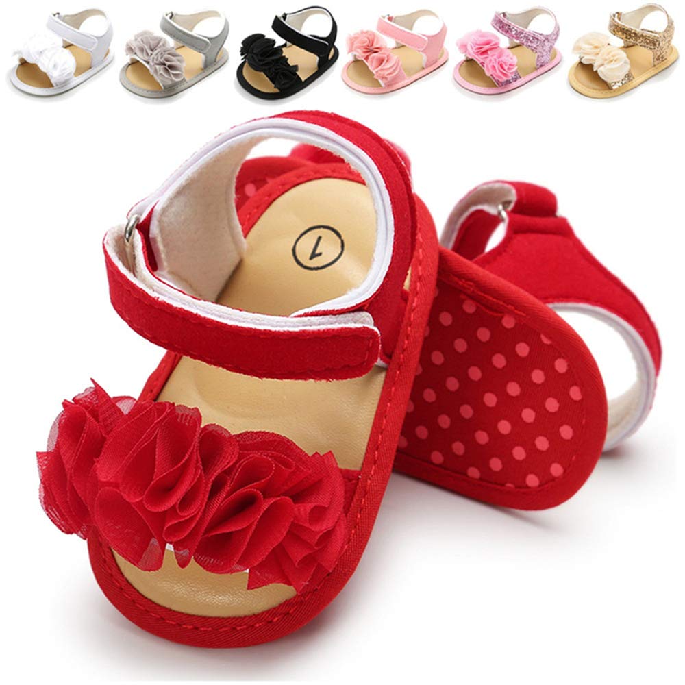 LAFEGEN Infant Baby Girls Summer Sandals Newborn Toddler First Walker Crib Dress Shoes