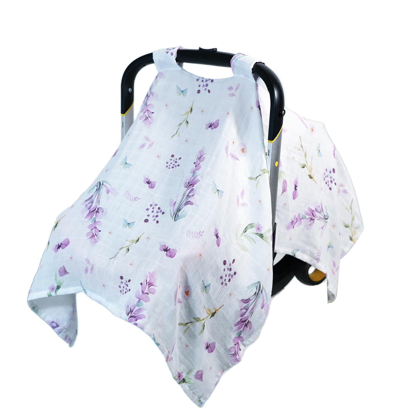 100% Muslin Summer Baby Car Seat Cover, Universal Fit Infant Car Seat Canopy, Breathable & Lightweight Sun, Weather Protection for Boys & Girls