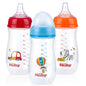 Nuby Tritan Wide Neck Non-Drip Bottles with Anti-Colic Air System: 9oz./ 270 Ml, 3 Pack, 0M+, Purple/Pink/Orange