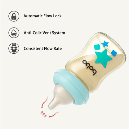 YOHKOH PPSU Baby Bottle Wide Neck, Newborn Anti-Colic Baby Bottle with Natural Response Nipple, Streamlined Body, Easy to Clean (8.8oz (Pack of 2), Yellow)