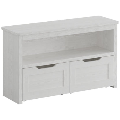 IRONCK Toy Storage Organizer with Drawers, Floor Toy Box with Wheels and Open Shelf, Storage Chest for Nursery, Playroom and Bedroom, White