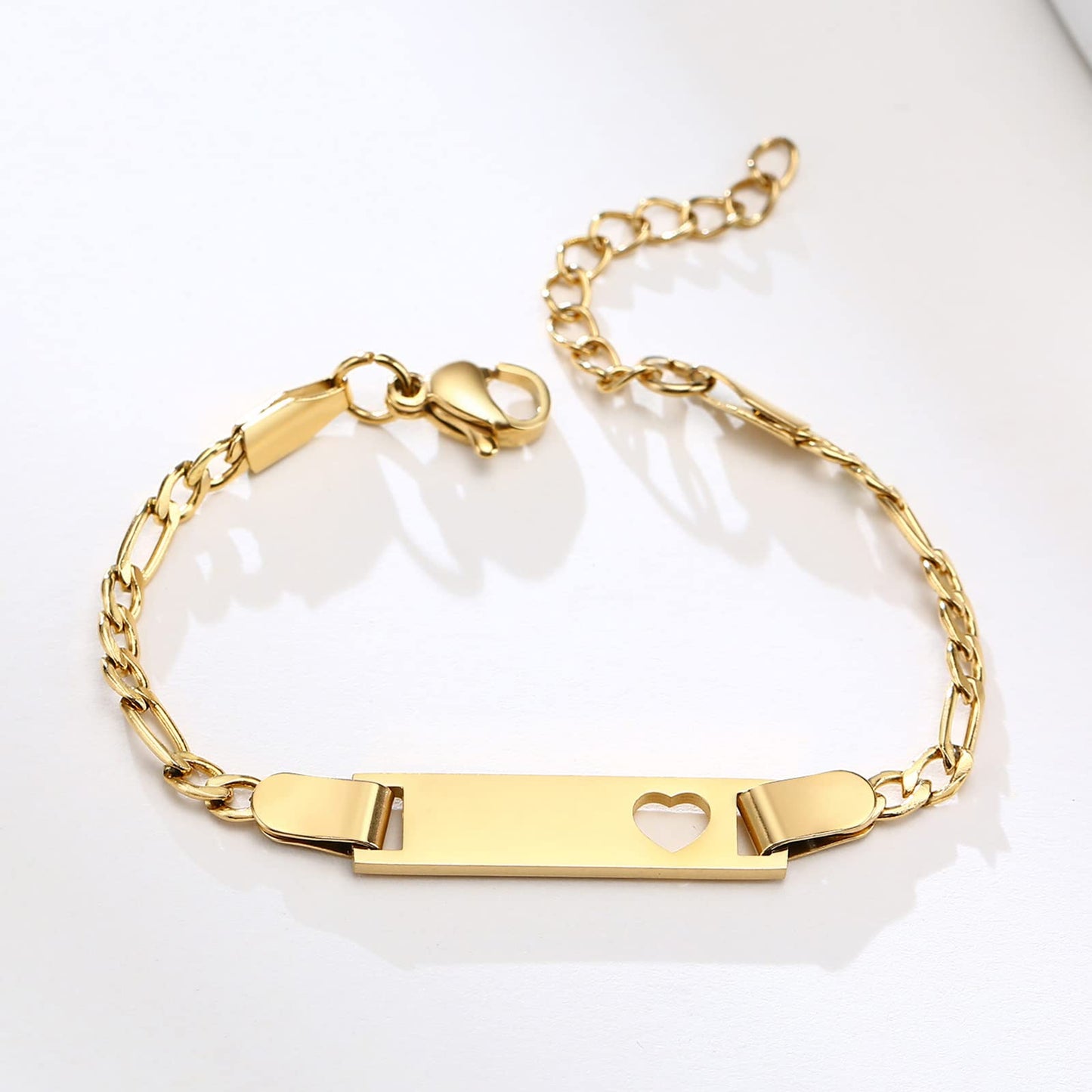 Personalized Baby Bar Bracelet : 18K Gold Plated Custom Name ID Plate Bracelet for Children Toddler from Mom, Engraved Kid Name for Daughter Son, New Born Birthday Gift,Adjustable,Nickel free