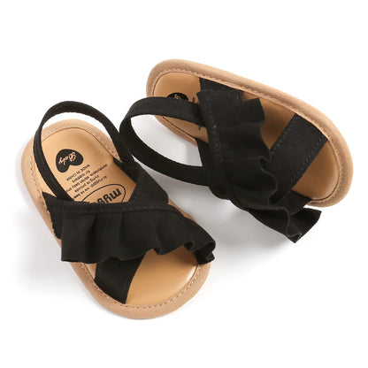 SOFMUO Baby Girls Sandals Premium Soft Sole Infant Indoor Flat Newborn Slippers Lightweight Comfort Toddler Summer Princess Dress Shoes