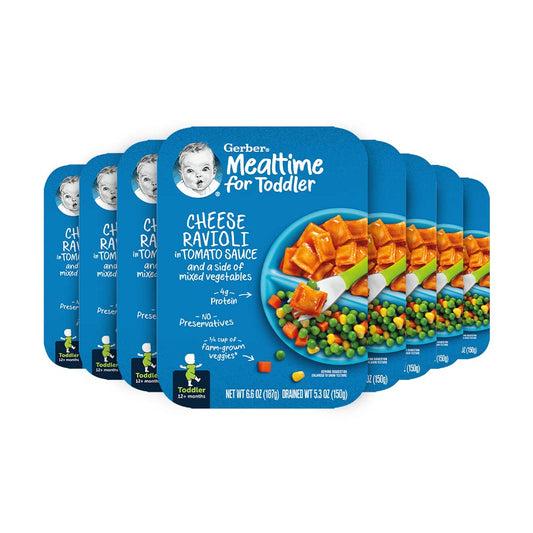Gerber Pick-Ups Chicken and Parmesan Cheese Ravioli in Tomato Sauce Toddler Meals, 4.5 Oz Tray (Pack of 8)