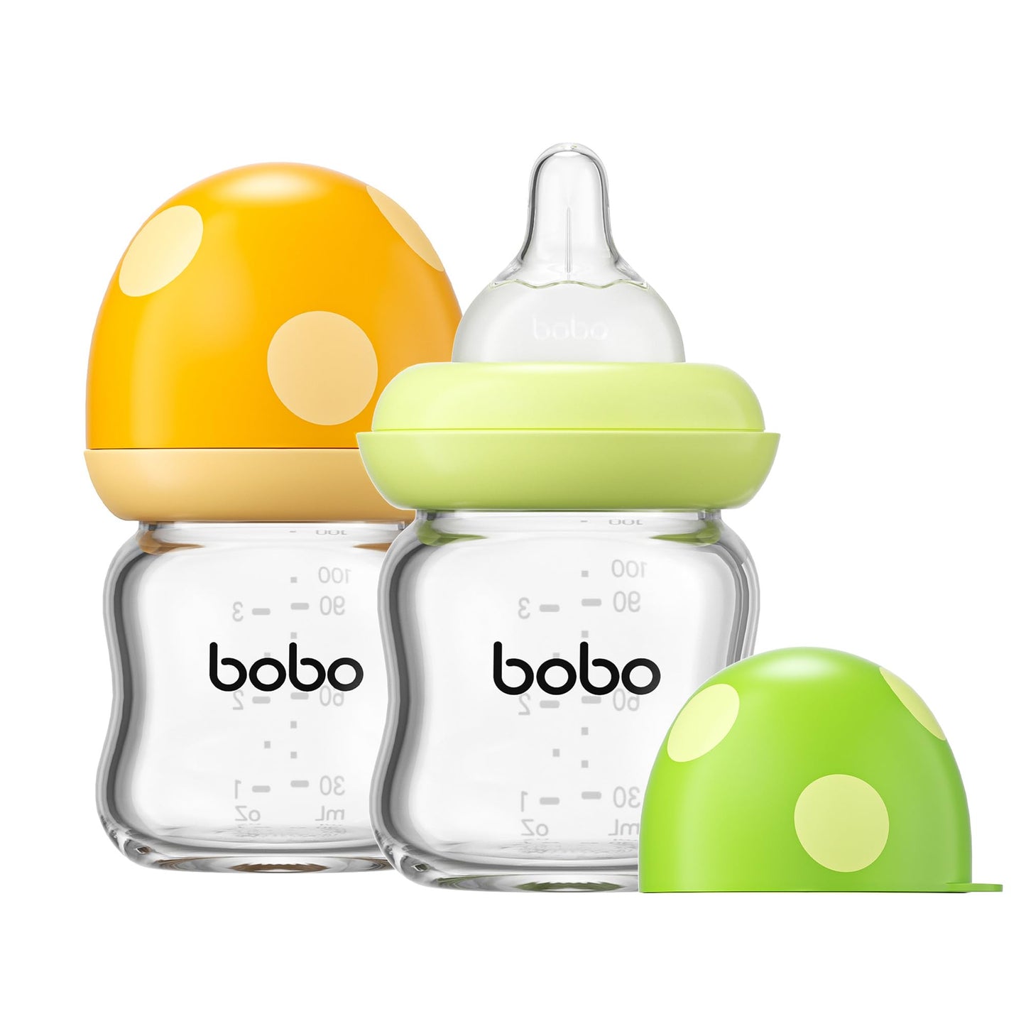 YOHKOH Natural Glass Baby Bottle with Natural Response Nipple, Newborn Anti-Colic Baby Bottles, Wide Neck Mushroom Cap Baby Bottle, Clear (8.8ounce (Pack of 4), Multicolour1)