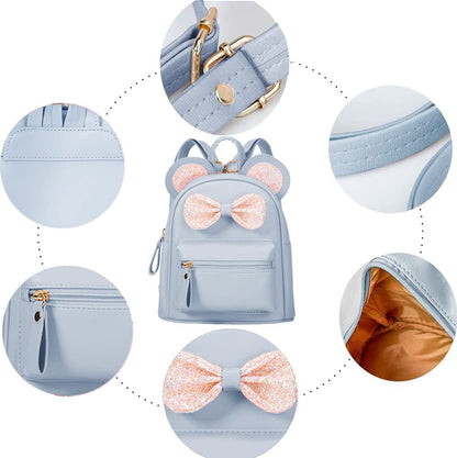 Cutest Toddler Polkadot Bow Mouse Ears Bag Mini Clear Fashion Shoulder Backpack for Teen Toddler Little Girls (clear)