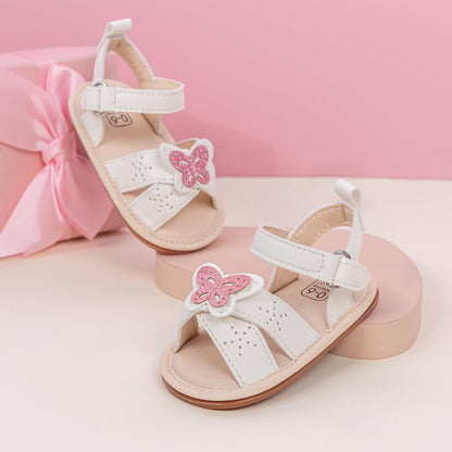 Oamico Baby Girl Sandals Infant Soft Anti-Slip Rubber Sole Casual Beach Sandals Newborn Bowknot Outdoor First Walker Summer Shoes for Baby Girls Flat Sandal