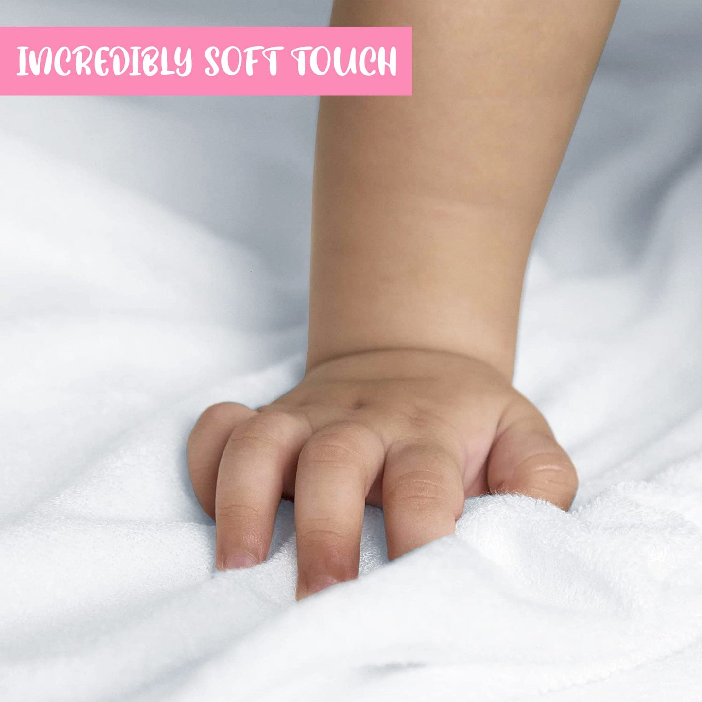 Set of 2 Hooded Baby Towels – White and Grey – Luxurious, Large and Super Absorbent – 30 x 30 Inch – Soft and Suitable for Infants, Toddlers and Kids – 400 GSM