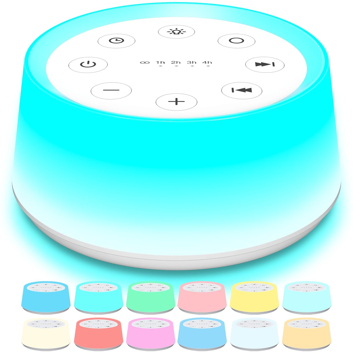 ColorsNoise Sound Machine and White Noise Machine with 30 Soothing Sounds with 12 Colors Baby Night Light with Memory Function (Black)