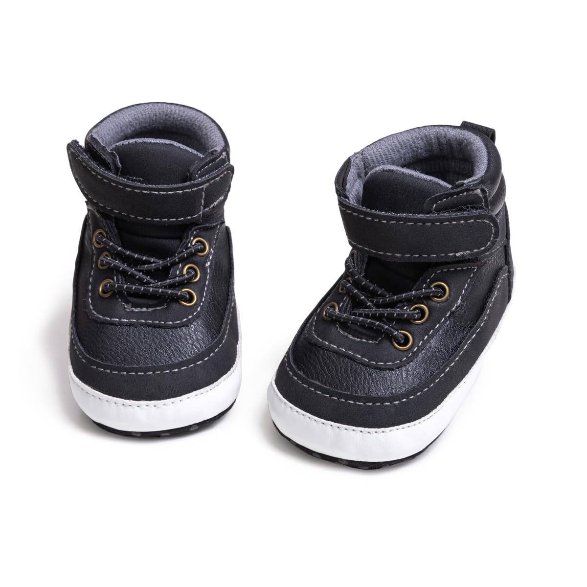 Meckior Toddler Baby Boys Girls High Tops Ankle Sneakers Soft Anti-Slip Sole PU Leather Moccasins Infant Newborn Prewalker First Walking Crib Shoes