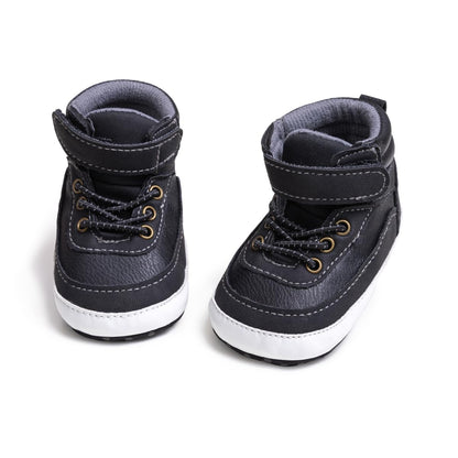 Meckior Toddler Baby Boys Girls High Tops Ankle Sneakers Soft Anti-Slip Sole PU Leather Moccasins Infant Newborn Prewalker First Walking Crib Shoes
