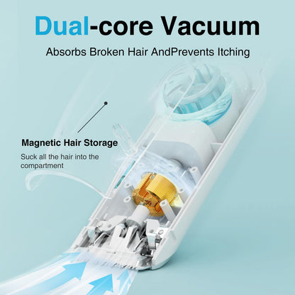 Baby Hair Clippers with Vacuum, Quiet Hair Trimmers for Kids, IPX7 Waterproof Rechargeable Cordless Haircut Kit for Baby Children Infant