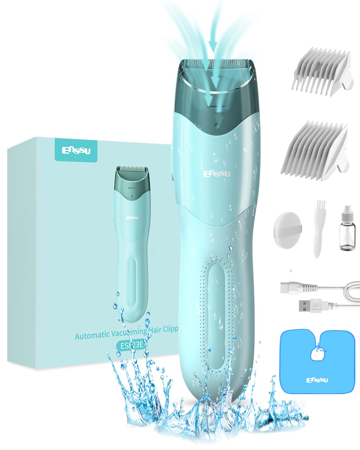ENSSU Baby Hair Clipper,Vaccum Hair Clippers for Kids/Toddlers,Cordless Baby Hair Cutting Kit with Two Modes,Baby Hair Trimmer Haircut Machine in Large Hairs Storage Space,Rechargeable,Waterproof