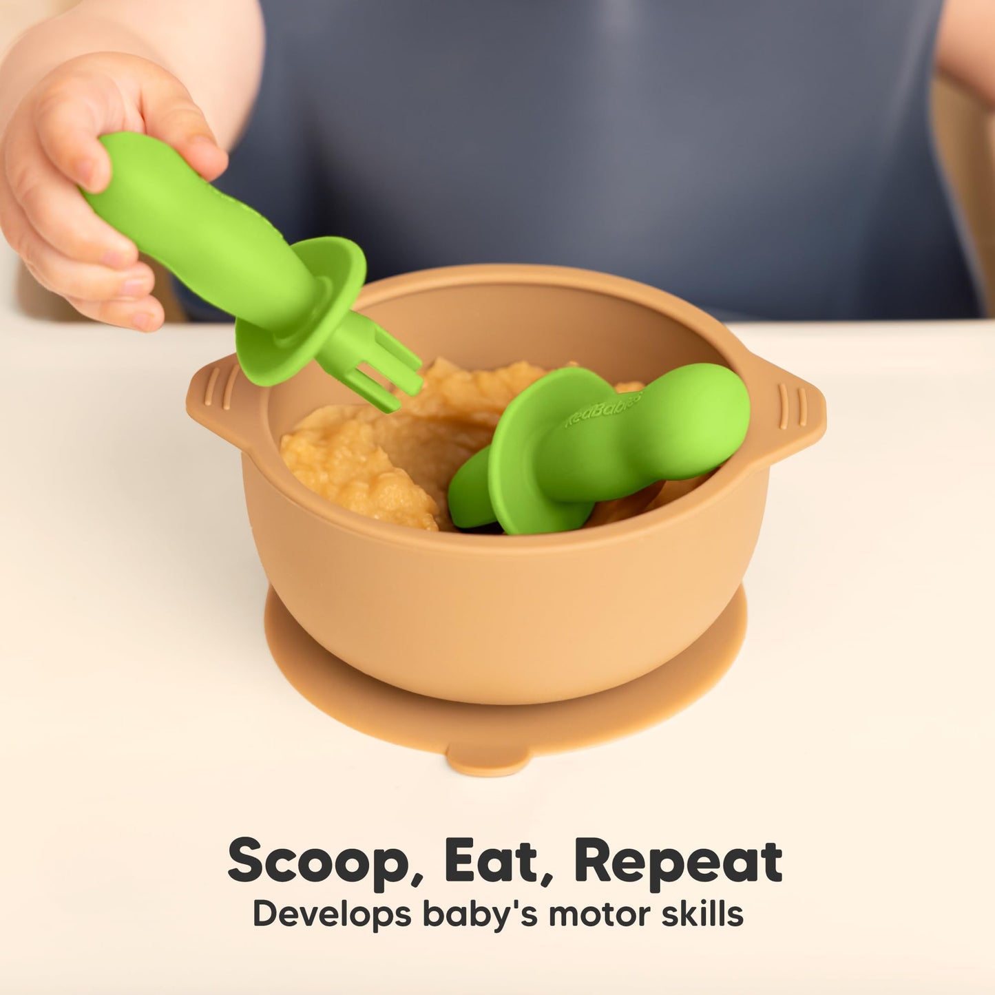KeaBabies 4-Pack Silicone Baby Spoons and Forks Set - Baby Led Weaning Utensils 6-12 Months, Self Feeding Toddler Spoon & Fork for Training, Teething, Easy to Hold, BPA-Free Silicone (Roseate)