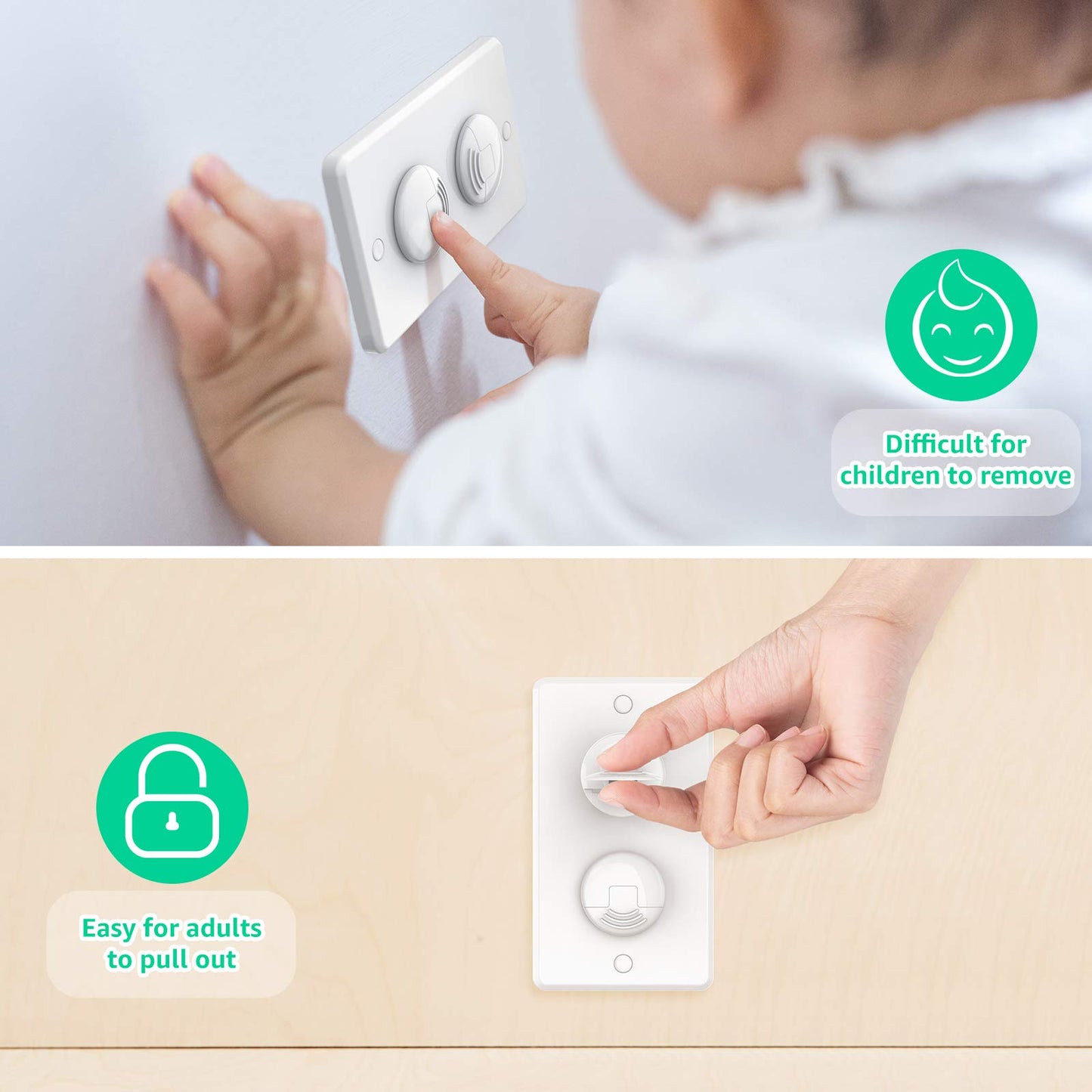 Mom's Choice Gold Awards Winner - Outlet Covers with Hidden Pull Handle Baby Proofing Plug Covers (45 Pack) 3-Prong Child Safety Socket Covers Electrical Outlet Protectors Kid Proof Outlet Cap