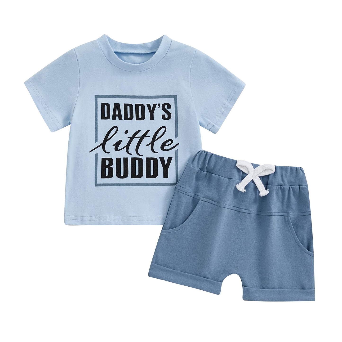 NZNDSHD Baby Boy Summer Clothes Daddys/Mamas Boy Matching Outfit Short Sleeve Embroidery T-shirt Plaid Toddler Shorts Set