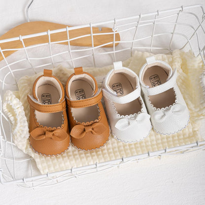 Meckior Infant Baby Girls Boys Handmade Princess Flats Toddler First Walkers Soft PU Leather Non-Slip Crib Wedding Dress Shoes