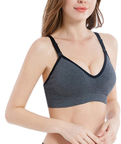 Suekaphin Nursing Bra 5pack Wireless V Neck Maternity Nursing Bra Bralette Low Cut Sleeping Breastfeeding with Extenders