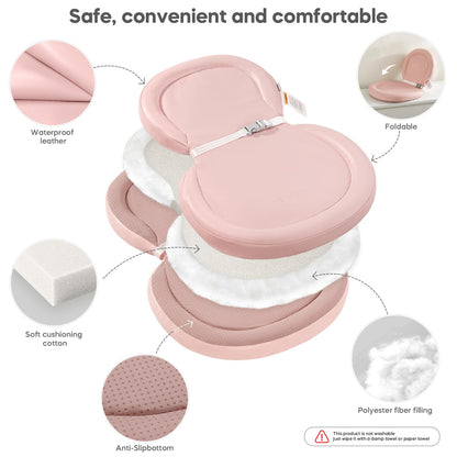 Mamatepe Baby Changing Pad, Soft, Foldable Leather Diaper Changing Pad, Waterproof & Non-Slip Wipeable, 30"X19",Pink