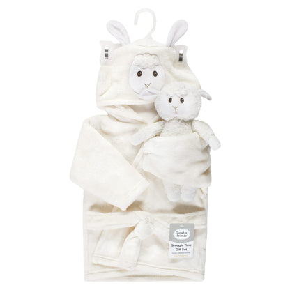 Luvable Friends Unisex Baby Plush Bathrobe and Toy Set