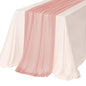 Ling's Moment Sheer Chiffon Table Cloth & Runner Set for 3x4ft Rectangle Table Decor in Dusty Rose & Blush for Wedding Reception and Parties