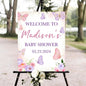 Printable Sign, Butterfly Baby Shower Welcome Sign, 12 x 18 inches to 24 x 36 inches, Corrugated Plastic, Romantic Style