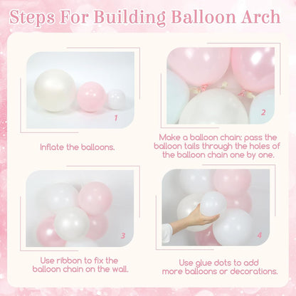 Pink Bow Balloon Arch Kit with Clear Light Pearl Pink and White Balloons for Coquette Bow Themed Bridal Baby Shower Wedding Birthday Party Decorations