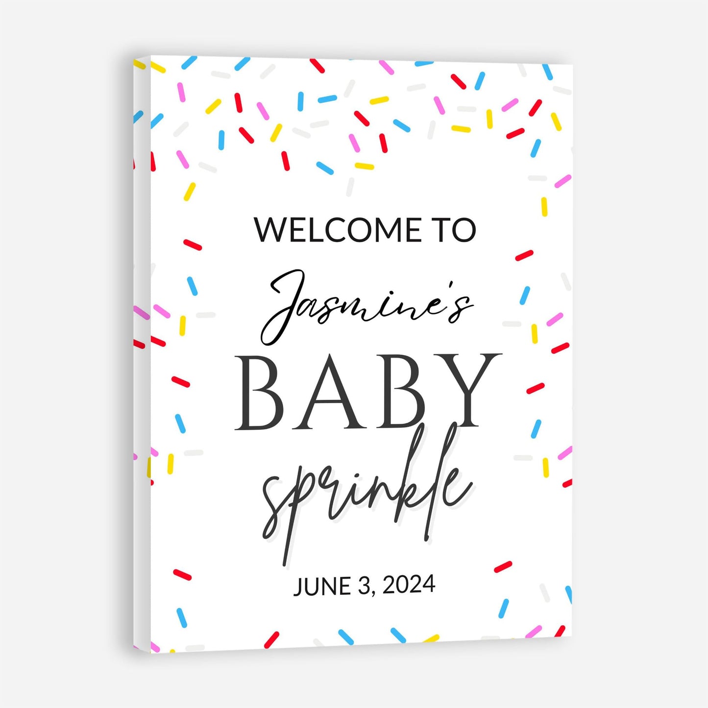 Personalized A Little Snowflake Is On The Way Welcome Sign, Pink, Girl, Winter Baby Shower Canvas