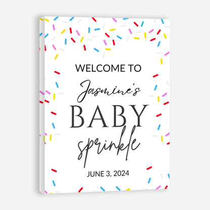 Personalized A Little Snowflake Is On The Way Welcome Sign, Pink, Girl, Winter Baby Shower Canvas