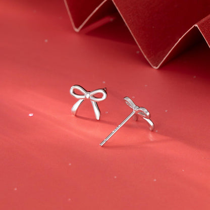 SLUYNZ Solid 925 Sterling Silver Tiny Bow Earrings Stud for Women Teens Small Bowknot post Stud Earrings