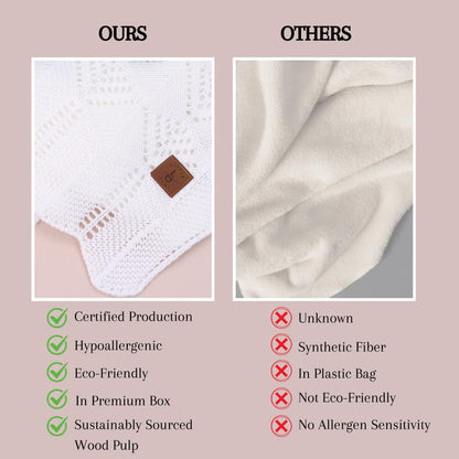 Hypoallergenic Baby Blanket - 30x40 Inches White, Oeko-TEX® Certified, Thermal-Regulating, Neutral Silky Soft Knit for Girls & Boys - Swaddle, Toddler, or Receiving Blanket