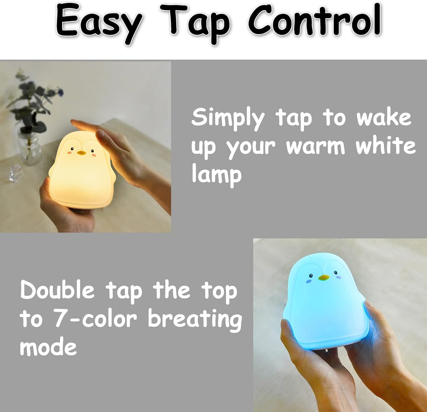 TriPro Penguin Silicone Nursery Night Light Decor Room Lamp Bedroom Decorations