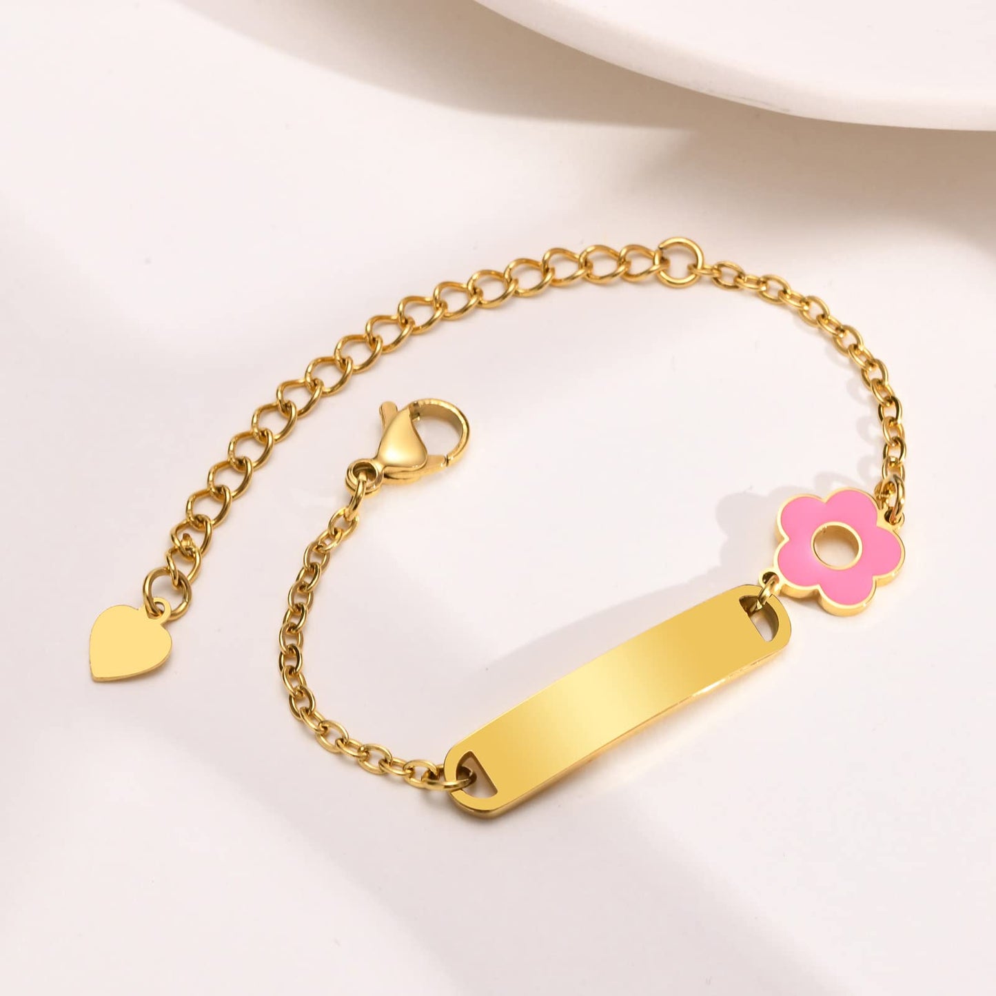 Personalized Baby Bar Bracelet : 18K Gold Plated Custom Name ID Plate Bracelet for Children Toddler from Mom, Engraved Kid Name for Daughter Son, New Born Birthday Gift,Adjustable,Nickel free