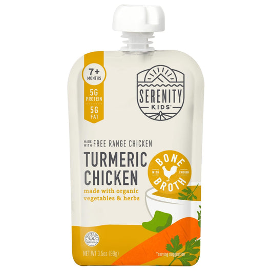 Serenity Kids 7+ Months Bone Broth Puree Made With Organic Veggies - Clean Label Project Purity Award Certified - 3.5 Ounce BPA-Free Pouch - Grass Fed Beef Pot Roast - 12 Count - Baby Food Pouch