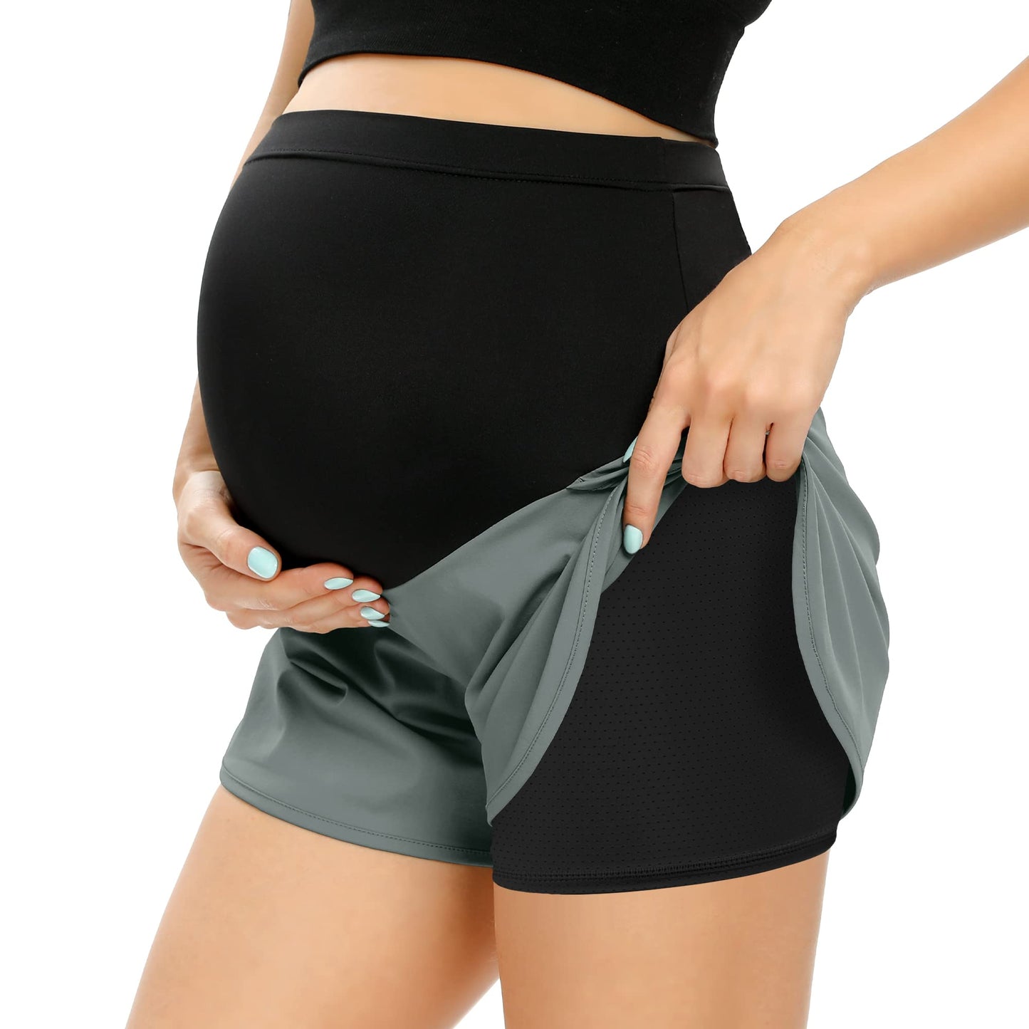 POSHGLAM Women‘s Maternity Shorts Over Belly Workout Running Casual Summer Pregnancy Shorts